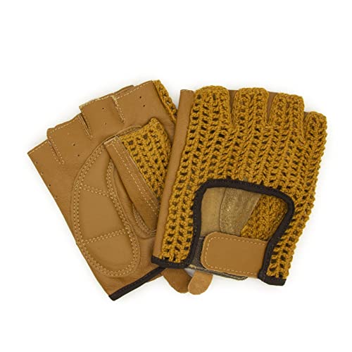 Guantes de cuero estilo retro vintage para automovilistas, guantes de conductor sin dedos, para...