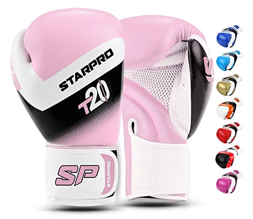 Starpro T20 Guantes de Boxeo de Cuero de PU para Entrenamiento y Sparring en Muay Thai Kickboxing...